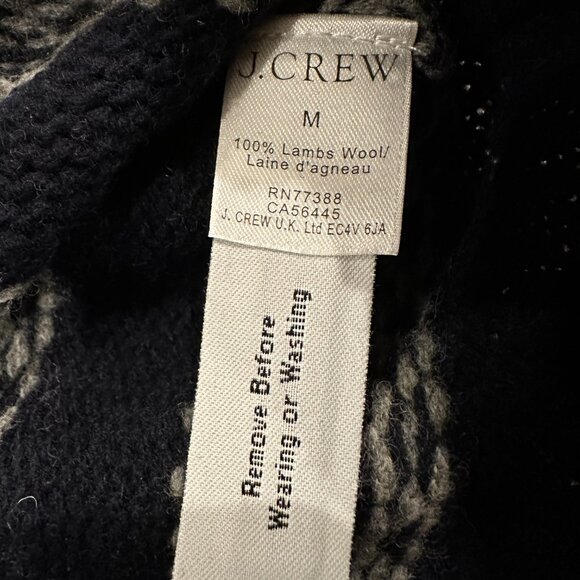 J Crew Lambswool Striped Sweater Chunky Mens Deep Navy Wallace Barnes M NWOT - Picture 5 of 6